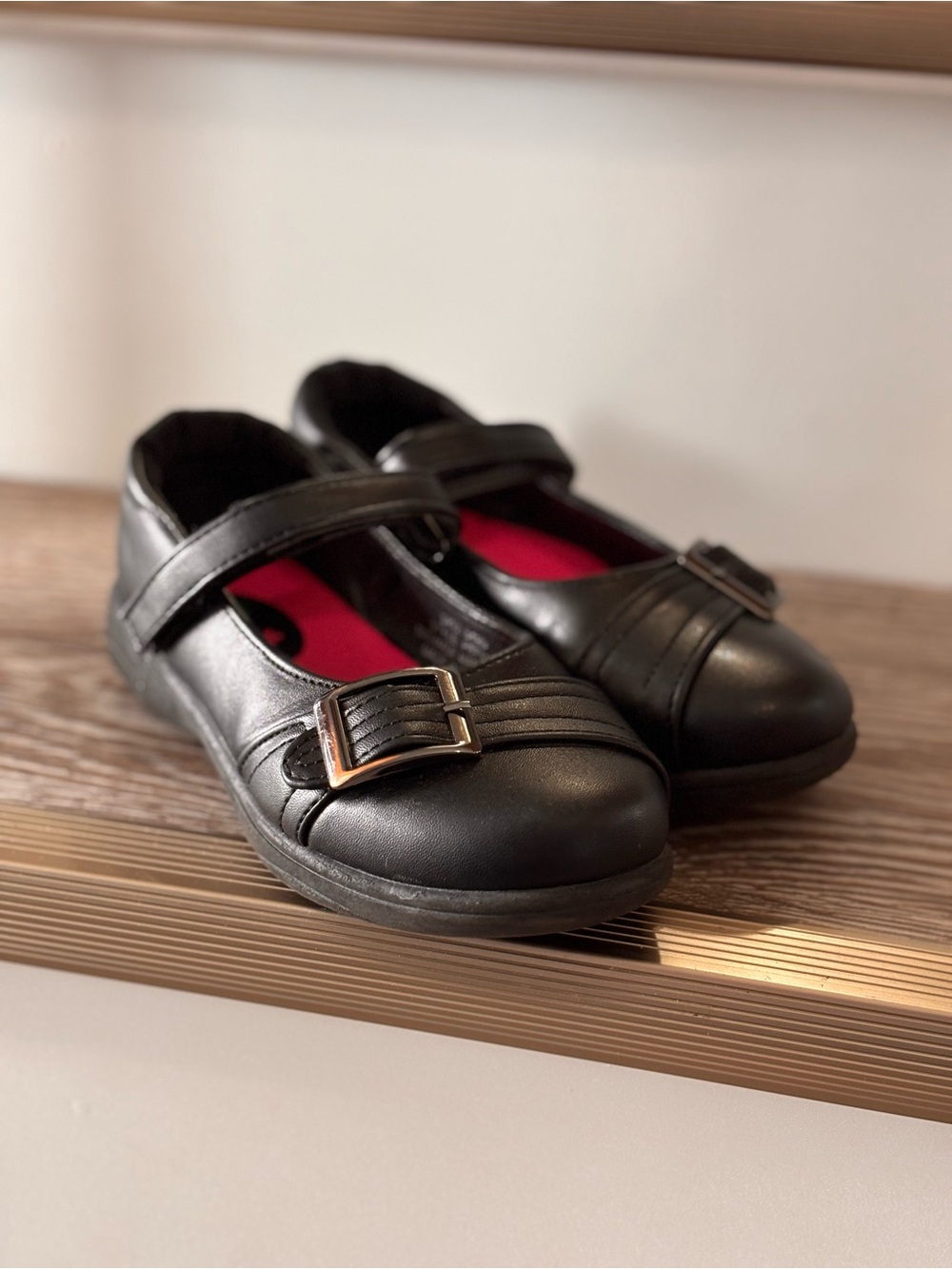 Girls Petalia Black Mary Jane Dress Shoes with Buckle Strap